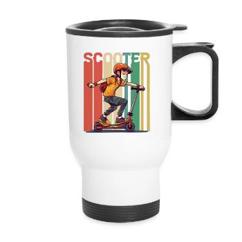 Scootering Boy Retro Vintage - Thermobecher mit Tragegriff - Weiß - Vorne
