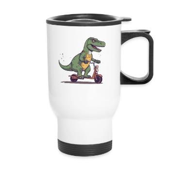 Scootering T Rex So rolle ich - Thermobecher mit Tragegriff - Weiß - Vorne