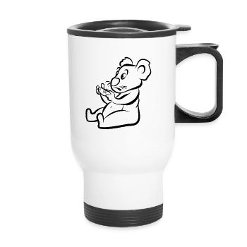 Koalified Gamer - Lustiger Cartoon Koala - Thermobecher mit Tragegriff - Weiß - Vorne