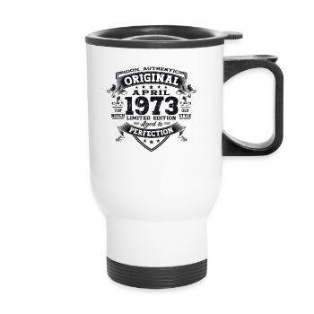 50e anniversaire homme April Né en 1973 Original - Tasse isotherme avec poignée - blanc - Devant