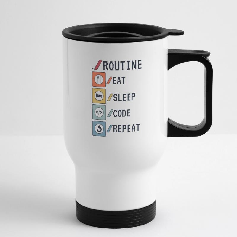 Routine Eat Sleep Code Repeat Developer Coder Tasse isotherme avec poignée