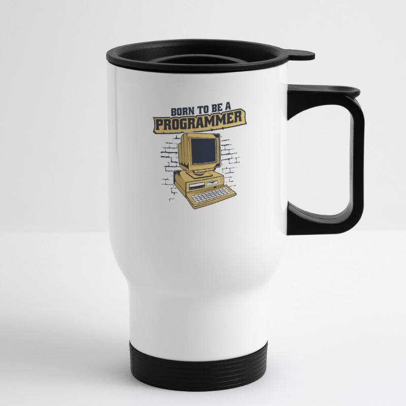 Born To Be A Programmer Developer Coder Thermobecher mit Tragegriff
