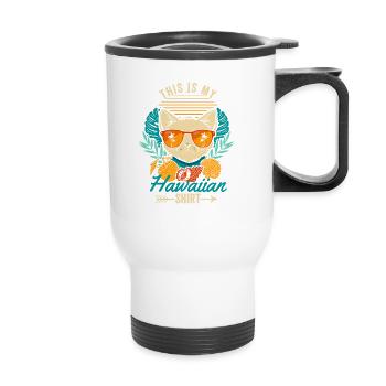 Ceci est ma chemise hawaïenne Retro Cat Hawaii Summer - Tasse isotherme avec poignée - blanc - Devant