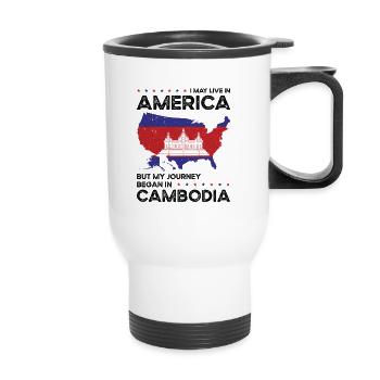 Né: Cambodgien, Cambodgien, Américain, États-Unis - Tasse isotherme avec poignée - blanc - Devant