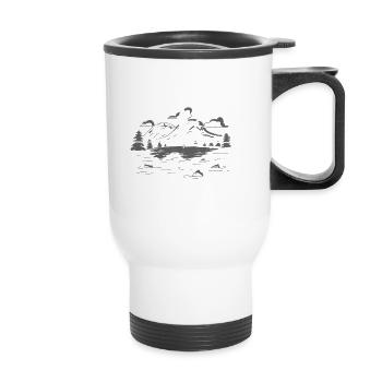 Slackline like a pro, in the beauty of nature's - Thermal mug with handle - white - Front