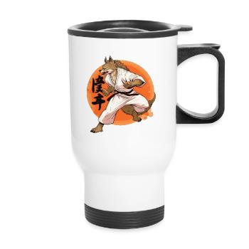Karate Wolf Kampfkunst Wolf Design - Thermobecher mit Tragegriff - Weiß - Vorne