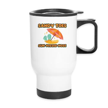 Drôle de dicton pour la plage et les vacances d’été - Tasse isotherme avec poignée - blanc - Devant