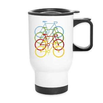Colorful bikes - Thermal mug with handle - white - Front