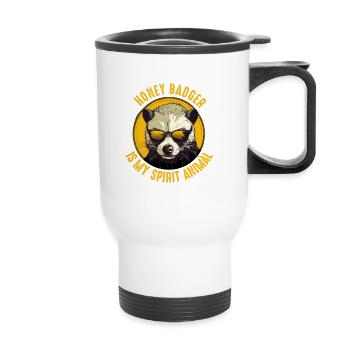 Honigdachs ist mein Krafttier - Thermobecher mit Tragegriff - Weiß - Vorne