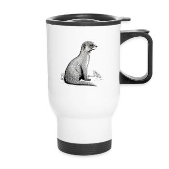 Mongoose Drawing - Thermal mug with handle - white - Front