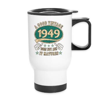 74th Birthday 1949 '74 Good vintage - Thermal mug with handle - white - Front
