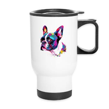 Boston Terrier coloré - Tasse isotherme avec poignée - blanc - Devant