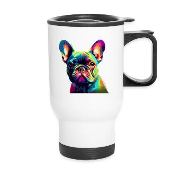 Bouledogue Français Coloré - Tasse isotherme avec poignée - blanc - Devant