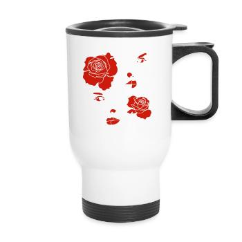 FACES OF WOMEN WITH FLOWERS - Thermal mug with handle - white - Front