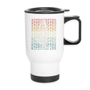 Windsurfen Retro Vintage - Thermobecher mit Tragegriff - Weiß - Vorne
