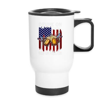 4th of July Drunk On Liberty High On Freedom - Tasse isotherme avec poignée - blanc - Devant