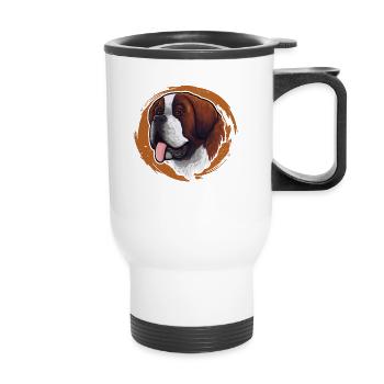 Male four-legged friend Wauwau Dog owner St. Bernard - Thermal mug with handle - white - Front