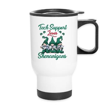 Technical support loves gimmicks St. - Thermal mug with handle - white - Front