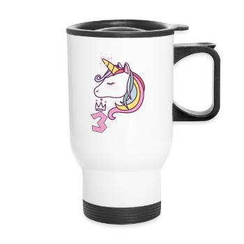 Anniversaire Fille Princesse Licorne 3 ans Cadeau - Tasse isotherme avec poignée - blanc - Devant