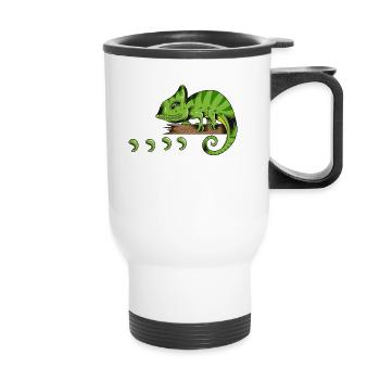 Echse Reptil Halter Gecko Lizard Eidechsen Design - Thermobecher mit Tragegriff - Weiß - Vorne
