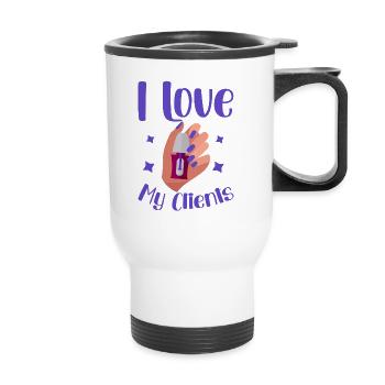 I Love My Clients 4 - Thermal mug with handle - white - Front