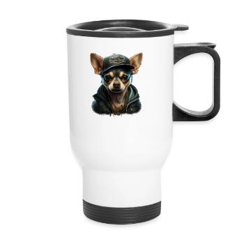 Chihuahua | Chien Cool | Rap | Hip-Hop | Gangster - Tasse isotherme avec poignée - blanc - Devant