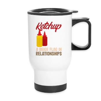 Ketchup lovers A beige flag in relationships - Thermobecher mit Tragegriff - Weiß - Vorne