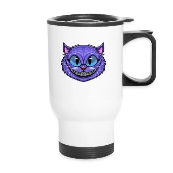 Lustige Grinsekatze - Thermobecher mit Tragegriff - Weiß - Vorne