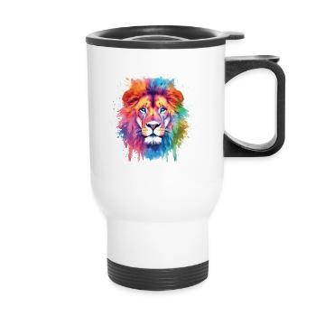 Cute lion watercolor art - Thermal mug with handle - white - Front