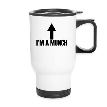Ich bin ein Munch -Pfeil, der lustig erwachsenen H - Thermobecher mit Tragegriff - Weiß - Vorne