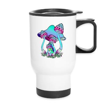 Champignons colorés aux couleurs néon - Tasse isotherme avec poignée - blanc - Devant