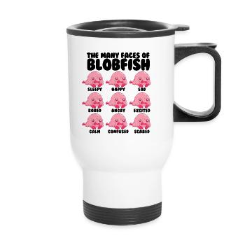 Die vielen Gesichter von Blobfish Love Blobfish lu - Thermobecher mit Tragegriff - Weiß - Vorne