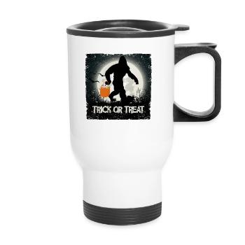 Lustige Halloween Bigfoot Trick oder behandeln - Thermobecher mit Tragegriff - Weiß - Vorne