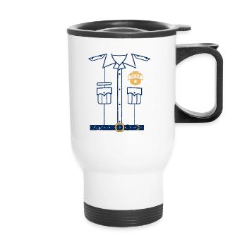Uniforme de police Drôle d’officier d’Halloween Ghost - Tasse isotherme avec poignée - blanc - Devant