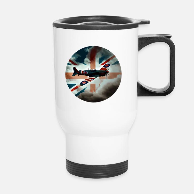Spitfire Flugzeug Kampfflugzeug England UK - Thermobecher mit Tragegriff - Weiß