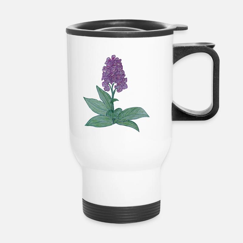 danish orchid - Thermal mug with handle - white