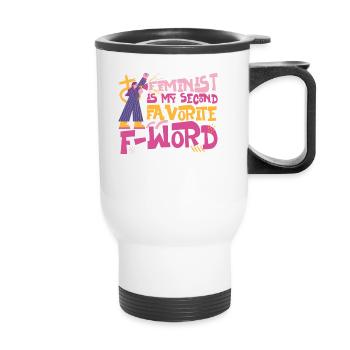Feminist Feminist Is My Second - Thermobecher mit Tragegriff - Weiß - Vorne