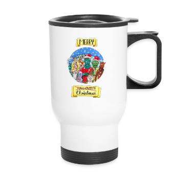 Joyeux Noël Halloween Monstre de Noël - Tasse isotherme avec poignée - blanc - Devant