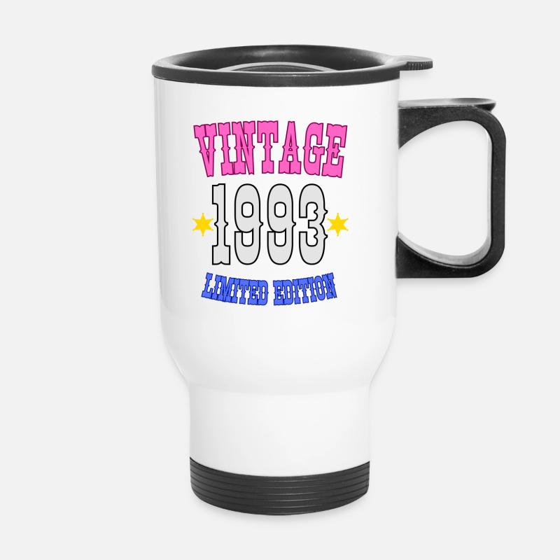 Born in 1993 knocked years and not without reason. - Thermal mug with handle - white