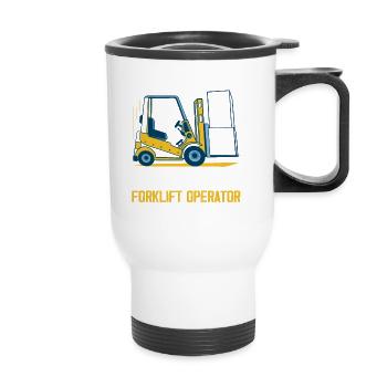 Watch Out! Exhausted Forklift Operator Forklifter - Thermal mug with handle - white - Front