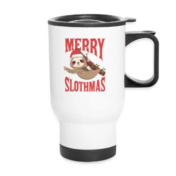 Merry Slothmas Funny Sloth Weihnachten Pyjama - Thermobecher mit Tragegriff - Weiß - Vorne