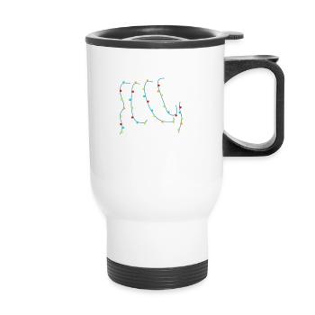 Vache Lumières de Noël Famille Amoureux des neiges - Tasse isotherme avec poignée - blanc - Devant