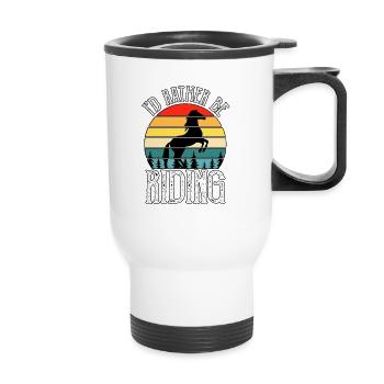 Je préfère monter à cheval Équitation - Tasse isotherme avec poignée - blanc - Devant