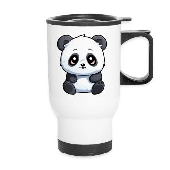 cute panda - Thermal mug with handle - white - Front