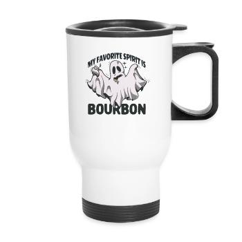 Mein Lieblingsgeist ist Bourbon Halloween Ghost - Thermobecher mit Tragegriff - Weiß - Vorne