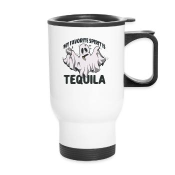 Mein Lieblingsgeist ist Tequila Halloween Ghost - Thermobecher mit Tragegriff - Weiß - Vorne