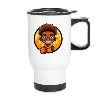 Afro Black Child Young Girl Empowerment Basket - Thermal mug with handle - white - Front