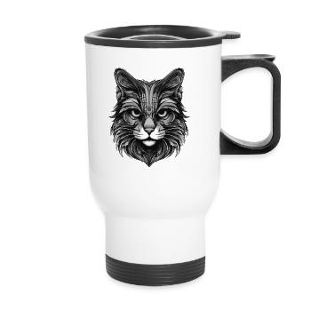 Portrait de chat - Tasse isotherme avec poignée - blanc - Devant