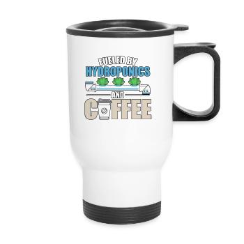 Fueled By Hydroponics And Coffee Hydroponik - Thermal mug with handle - white - Front
