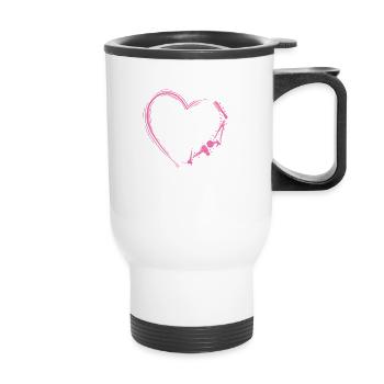 Coeur avec coiffeur Equipement de travail Profession Cheveux - Tasse isotherme avec poignée - blanc - Devant